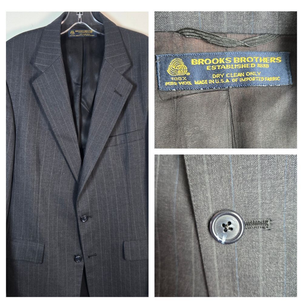 Brooks Brothers Men Gray Blazer Sport Coat‎ 100% Wool 41L Made USA Deconstruct